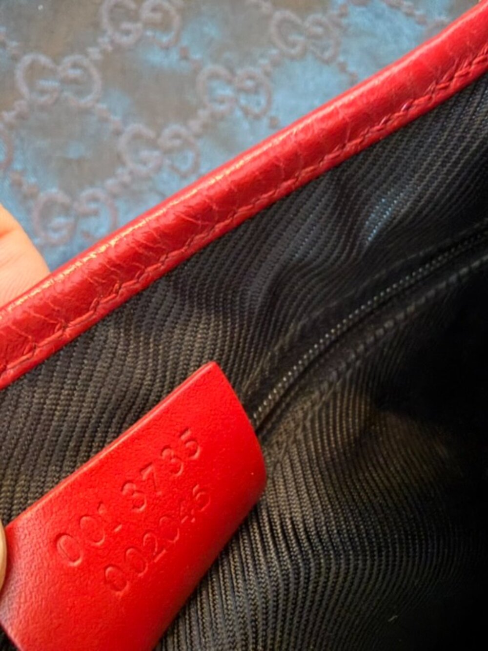 Gucci Vintage Jackie GG Canvas Shoulder Bag Red Leather 001 3735 - Picture 5 of 12